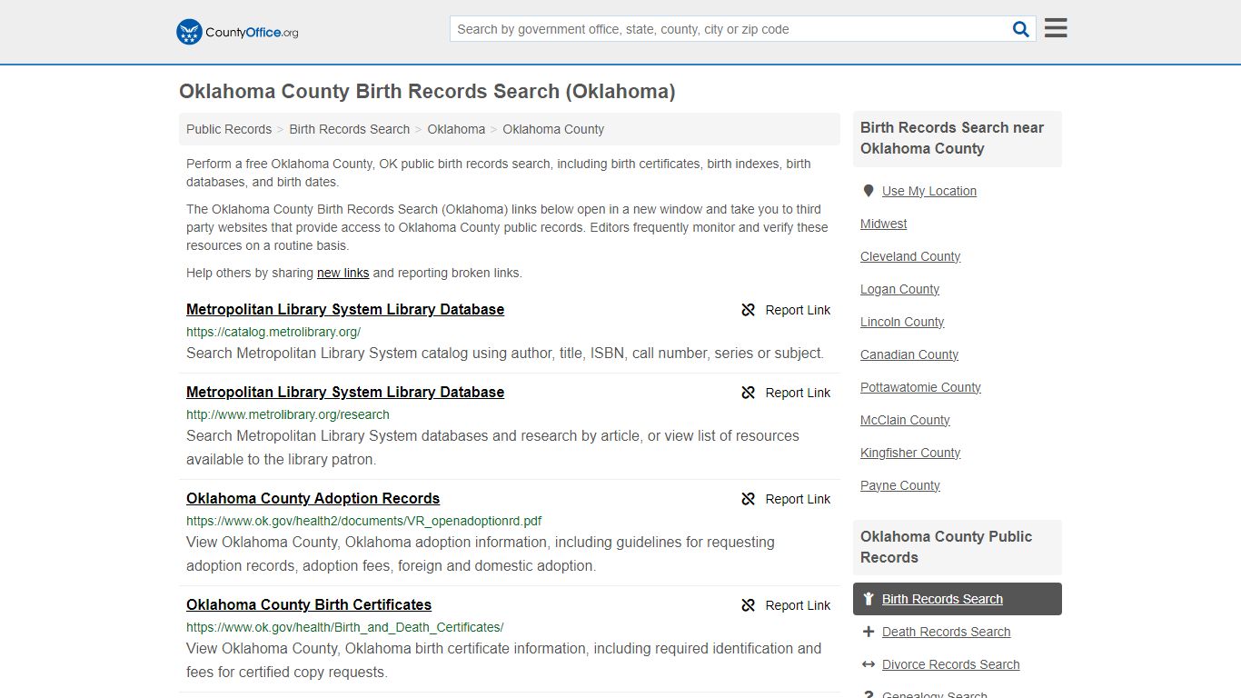 Oklahoma County Birth Records Search (Oklahoma) - County Office